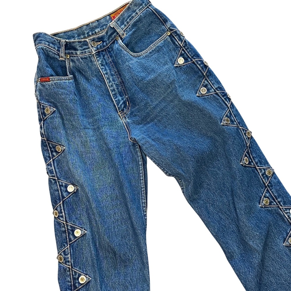 Lawman Western Cowgirl Jeans Women Size 9 Vintage Faux Side Button High Waist